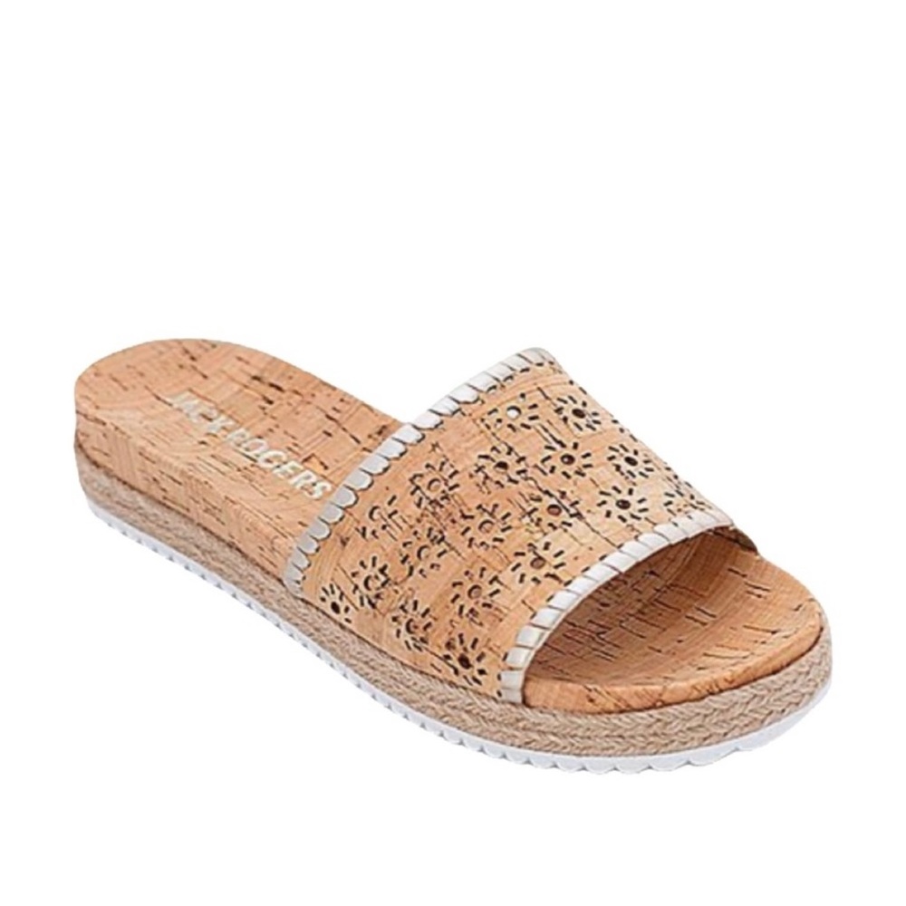 Jack Rogers Floral Cutout Cork Slide Sandals
